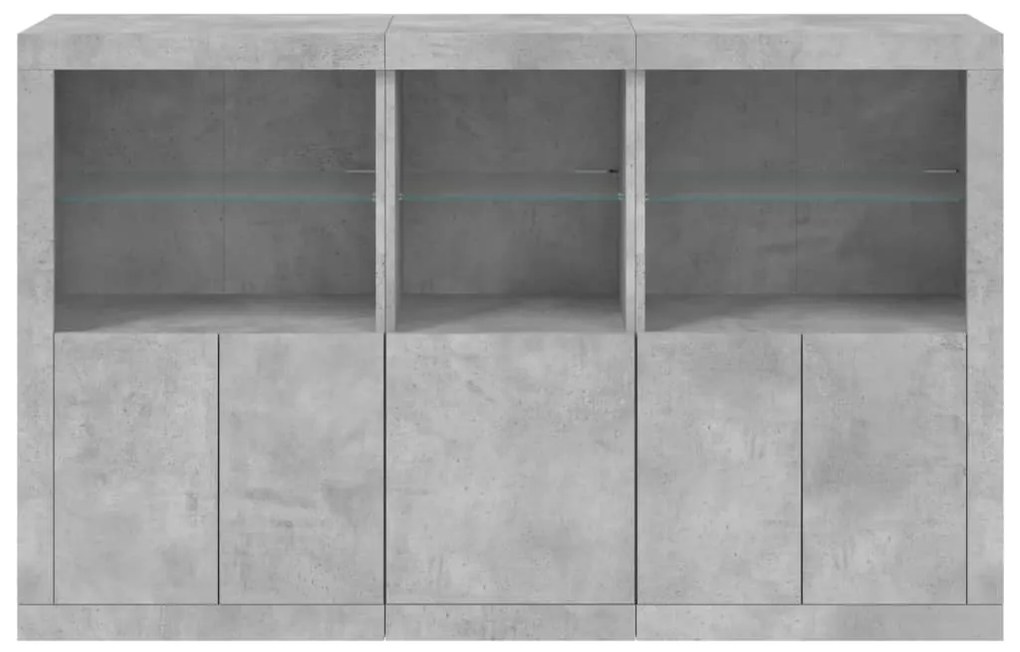 Aparador com luzes LED 162x37x100 cm cinzento cimento