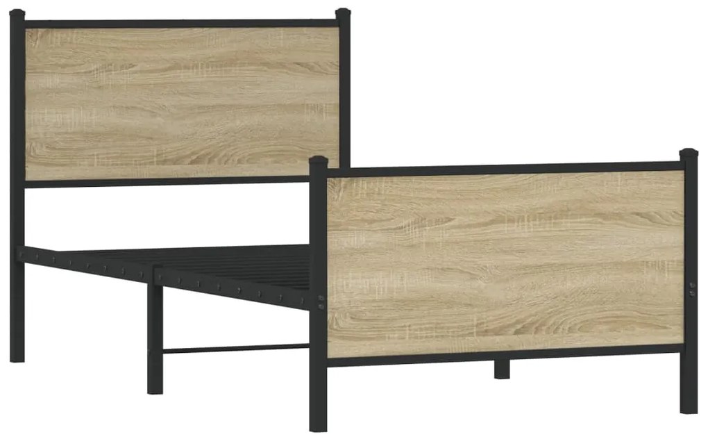Estrutura de cama sem colchão 90x190 cm metal carvalho sonoma