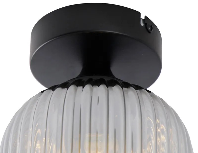 Candeeiro de teto Art Deco preto com vidro fumê - Banci Art Deco