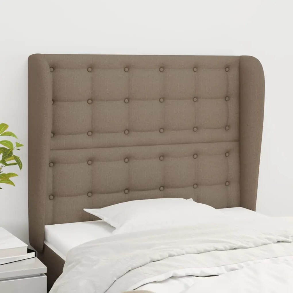 Cabeceira cama c/ abas tecido 93x23x118/128cm cinza-acastanhado