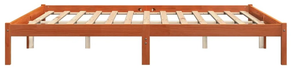 Cama sem colchão 200x200 cm pinho maciço castanho-mel
