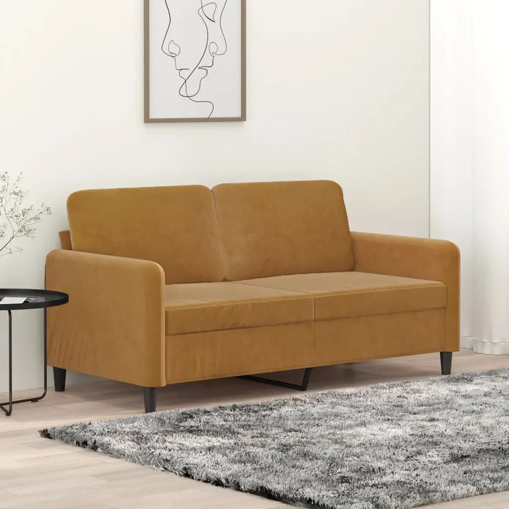 vidaXL Sofá de 2 lugares veludo 140 cm castanho