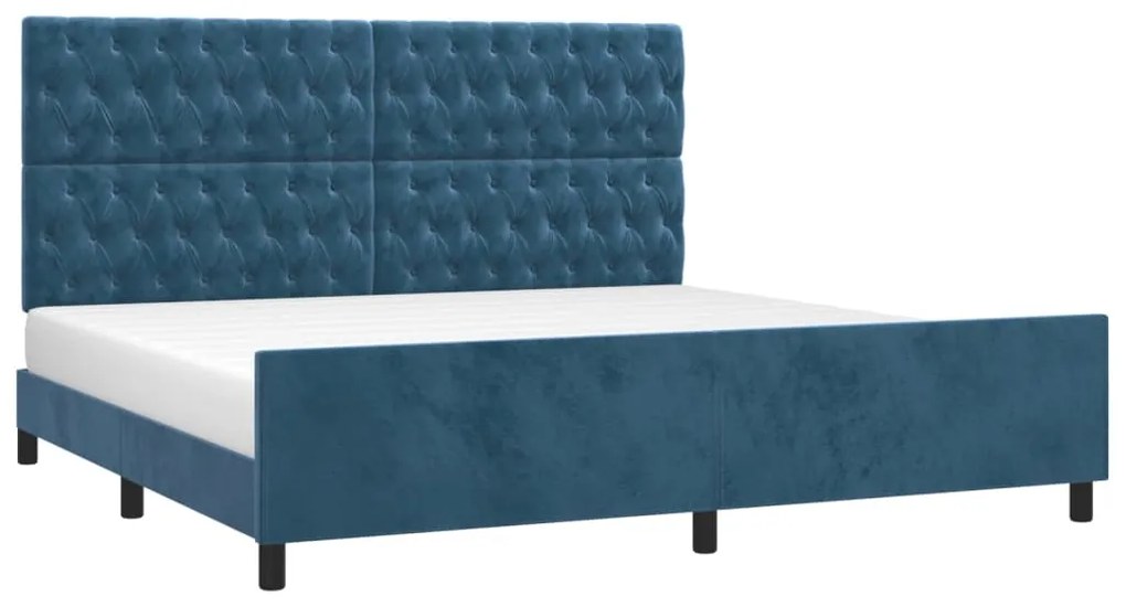 Estrutura de cama sem colchão 200x200 cm veludo azul-escuro