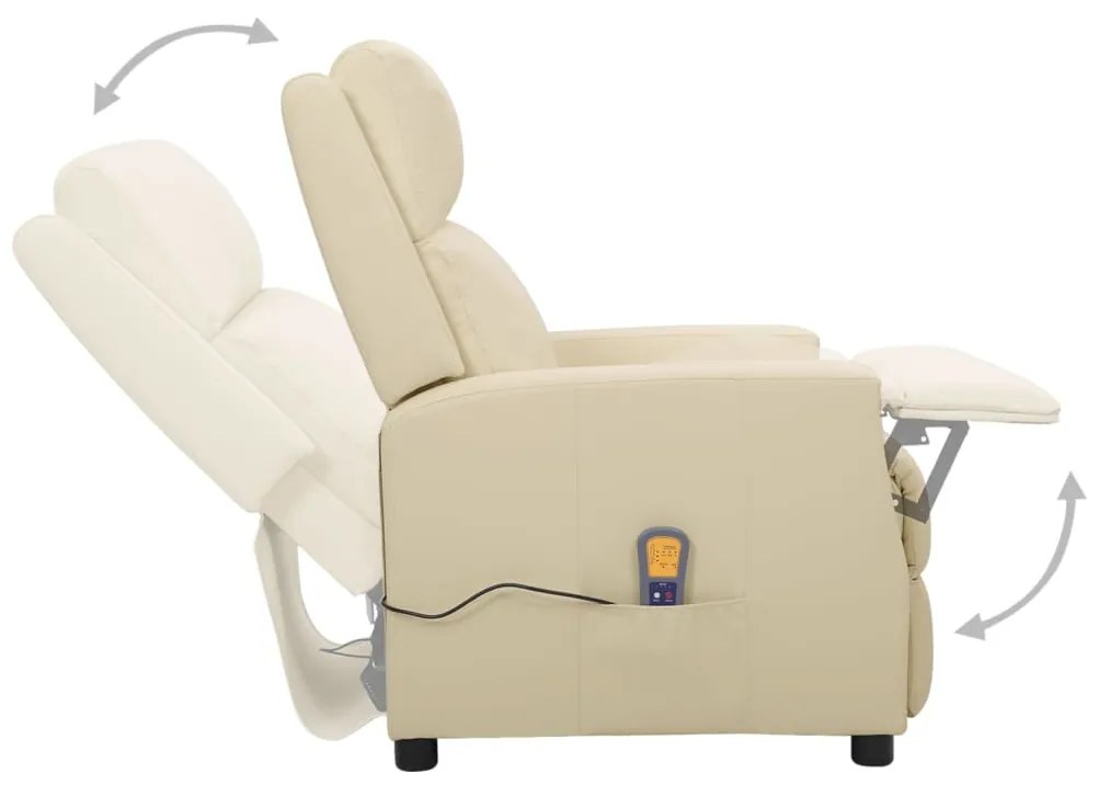Poltrona Malia de Massagens Reclinável em Couro Artificial - Creme - D