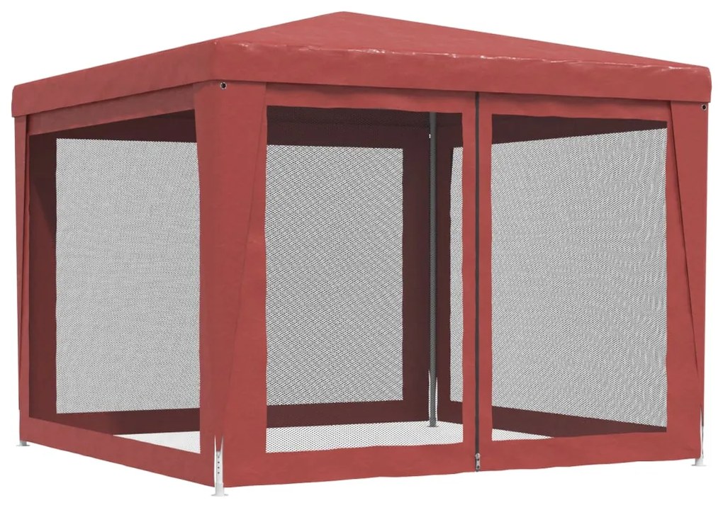 Tenda p/ festas c/ 4 paredes laterais rede 3x3 m PEAD vermelho