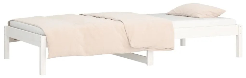 Sofá-cama de solteiro 90x190 cm madeira de pinho maciça branco