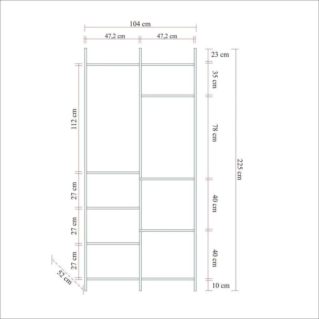 Guarda-roupa Dynamic – Pinho Atlântico – 104 x 225 x 52 cm
