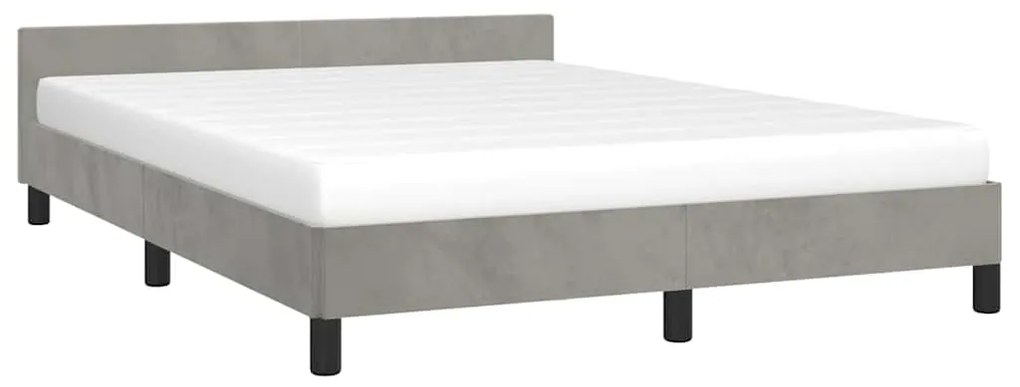 Estrutura de cama sem colchão 140x200 cm veludo cinzento-claro