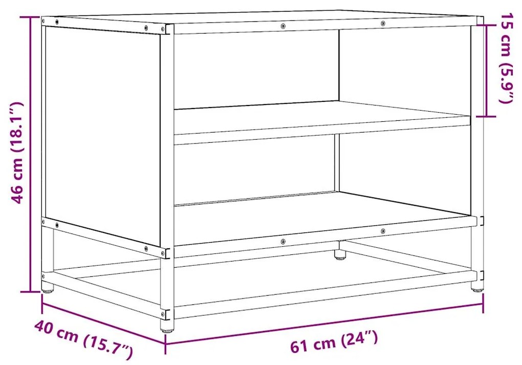 Móvel TV 61x40x46 cm derivados madeira/metal cinzento sonoma