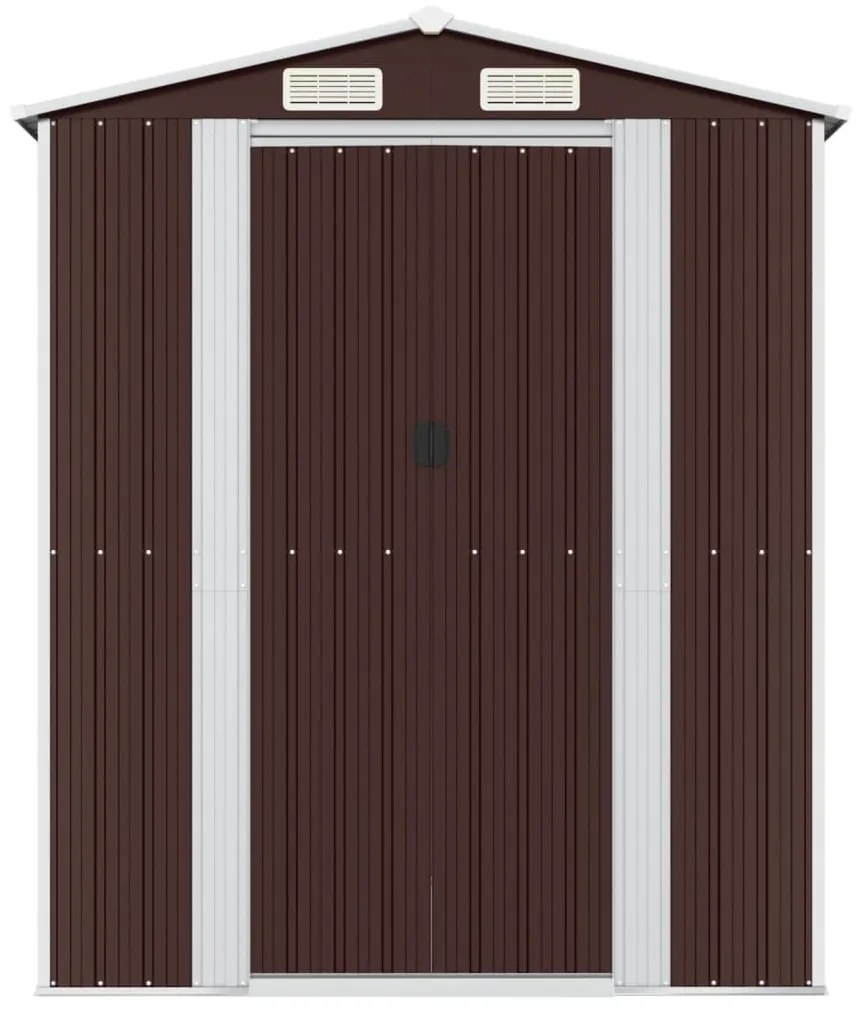 Abrigo de jardim 192x191x223 cm aço galvanizado castanho-escuro