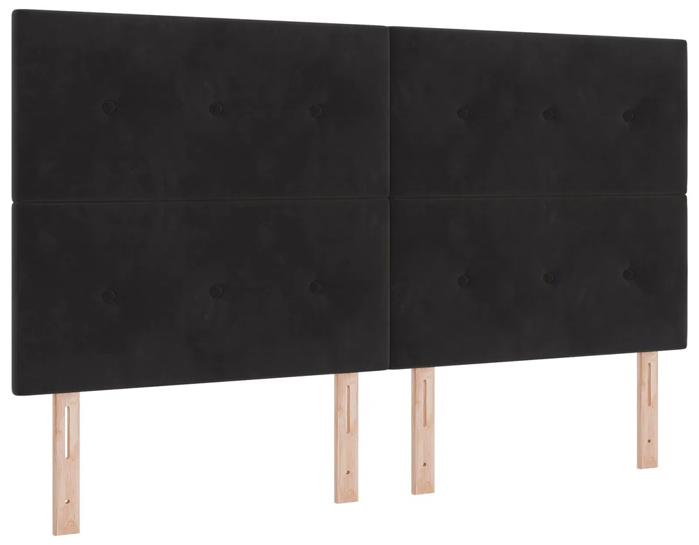 Cabeceira Estofada Botão Preto 180 cm Veludo