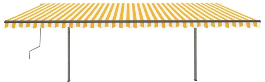 Toldo retrátil manual com postes 3,5x2,5 m amarelo e branco