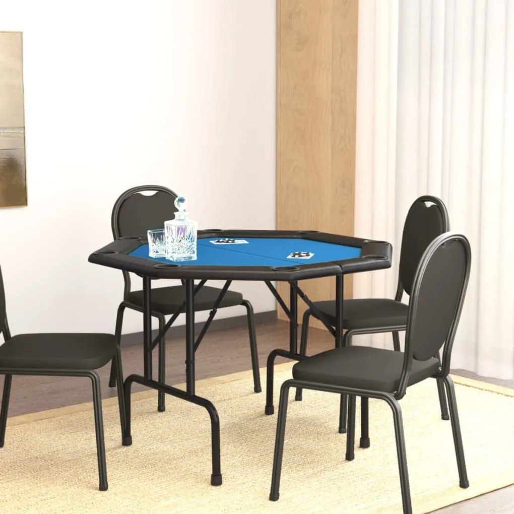 80405 vidaXL Mesa de póquer dobrável 8 jogadores 108x108x75 cm azul