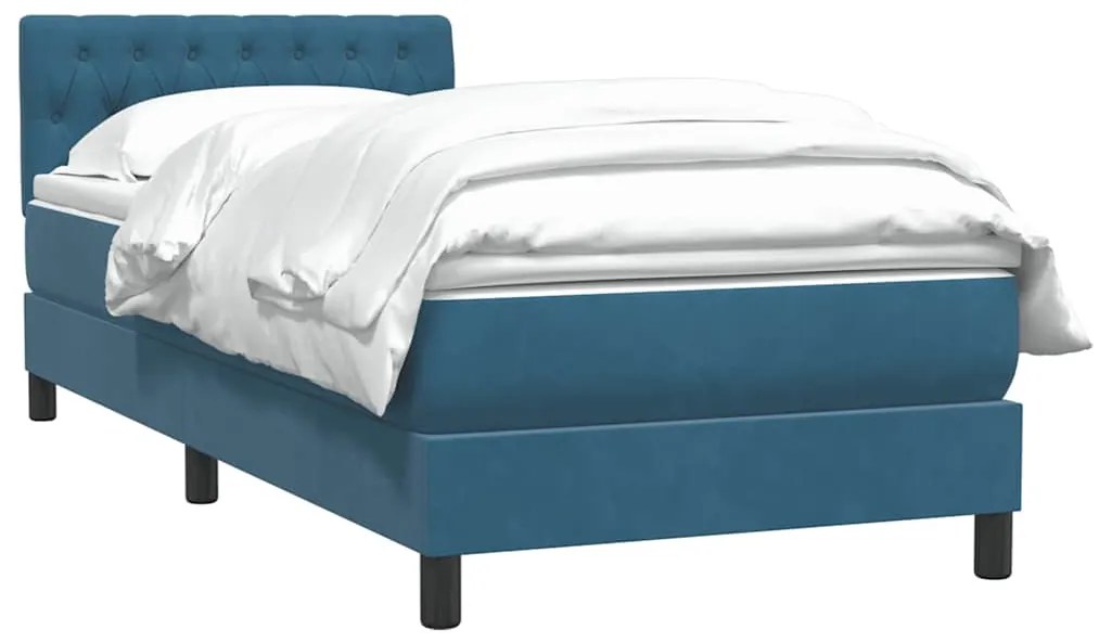 Cama com molas/colchão 80x220 cm veludo azul-escuro