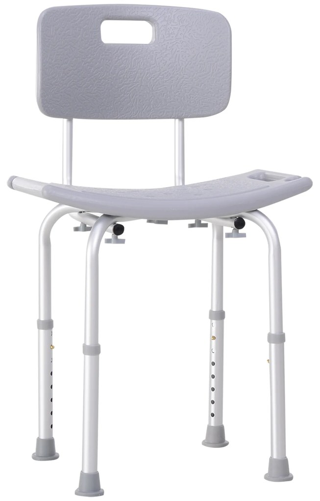 HOMCOM Cadeira para Duche Antiderrapante com Altura Ajustável em 8 Níveis Cadeira de Banho 50,6x43x71-88 cm Cinza | Aosom Portugal