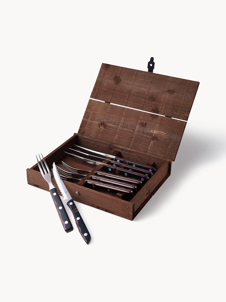 Conjunto de talheres para bife com caixa Old Farmer, vários tamanhos