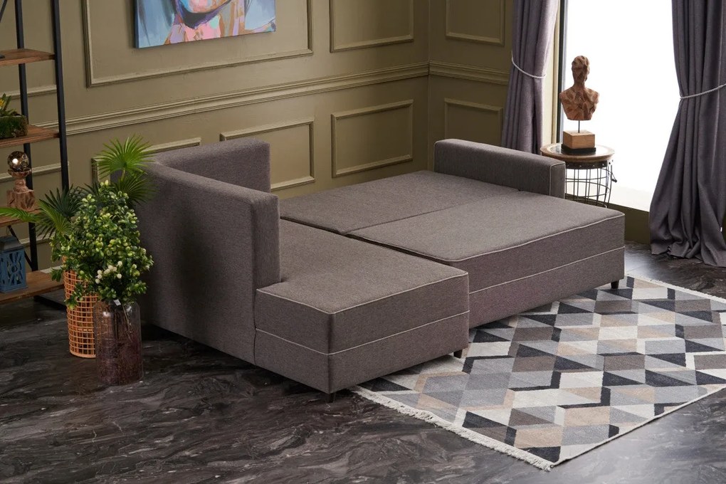 Sofá-Cama de Canto Ece – Castanho – 242x88x90 cm