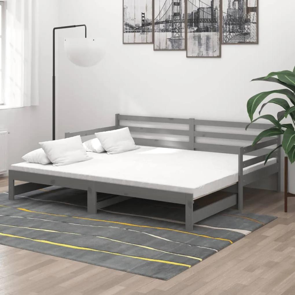 3083661 vidaXL Estrutura sofá-cama de puxar 2x(90x200) cm pinho maciço cinza