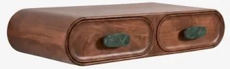 Consola De Entrada De Parede 100x40 Cm Em Madeira De Manga E Pedra Natural Kivalina Mármore Verde Udaipur - Madeira De Manga Escura - Sklum