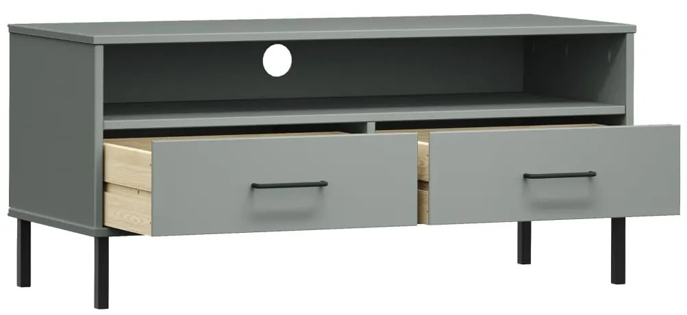Móvel de TV c/ pernas de metal OSLO pinho maciço cinzento