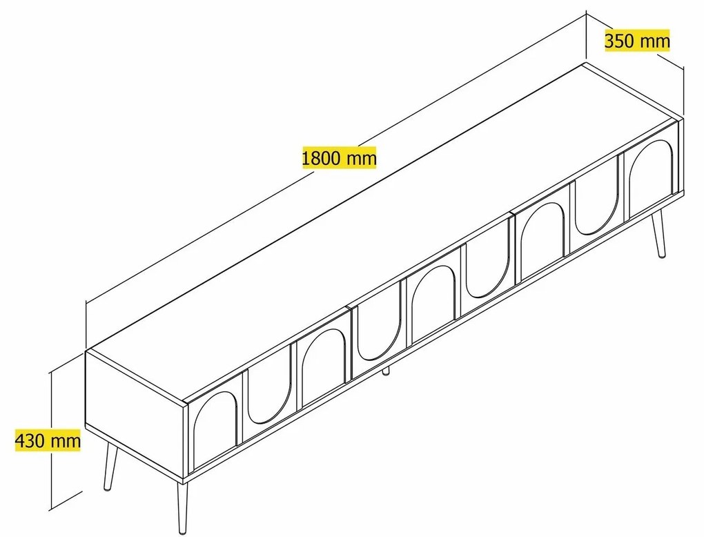 Móvel de TV "Lyon" – Creme e Dourado – 180x43x35 cm – Design Luxuoso