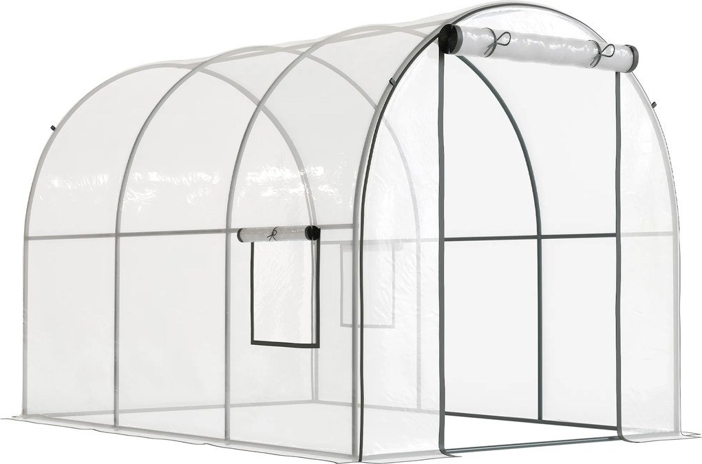 Outsunny Estufa Tipo Túnel de Jardim 3x2x2 m com Porta Enrolável 2 Janelas Anti-UV para Cultivos Plantas Flores Transparente | Aosom Portugal