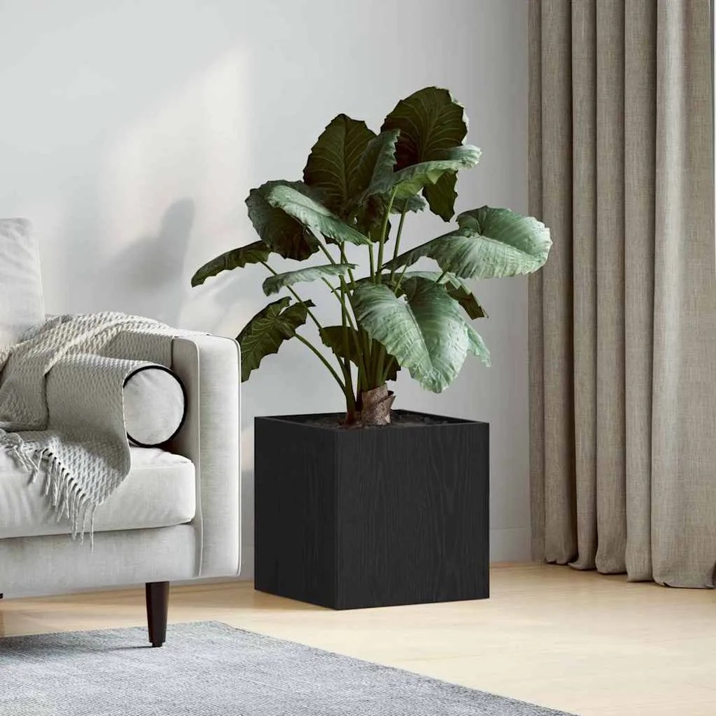 Caixa de Plantas vidaXL Carvalho Preto 40x40x40 cm Madeira Engenharia