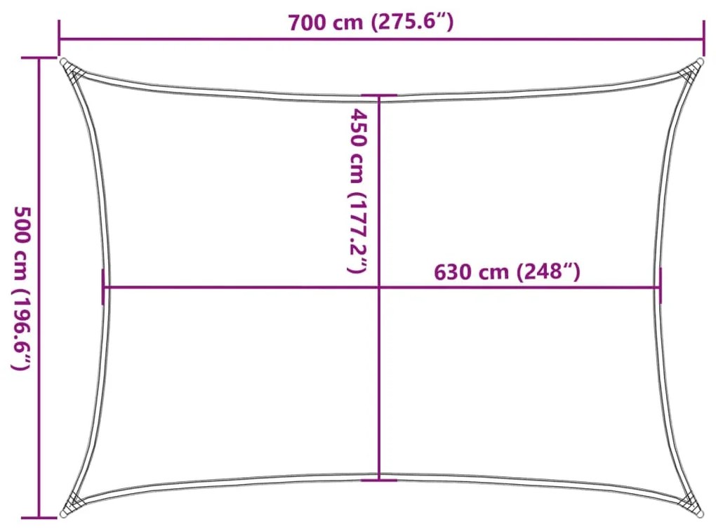 Para-sol estilo vela retangular 160 g/m² 5x7 m PEAD amarelo