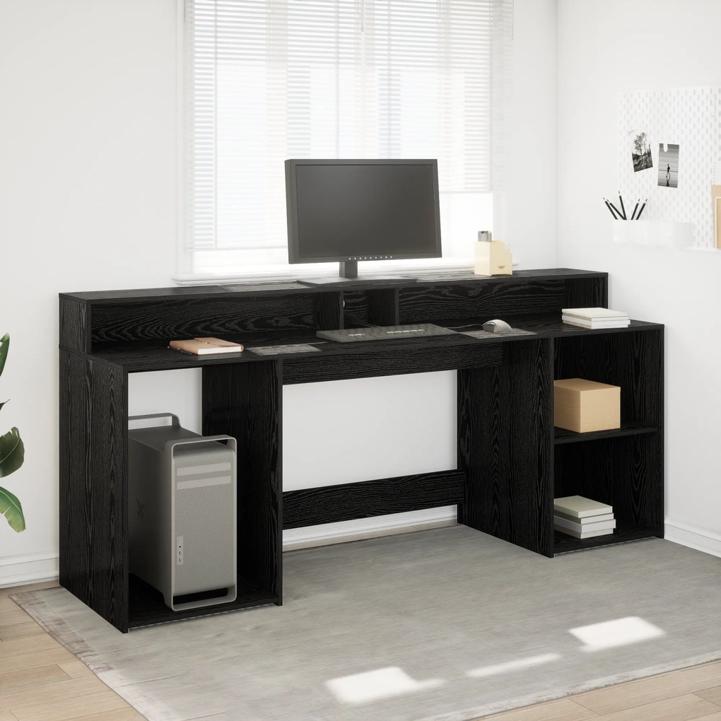 vidaXL Secretária Carvalho Preto 200x55x91 cm Madeira Engenheirada