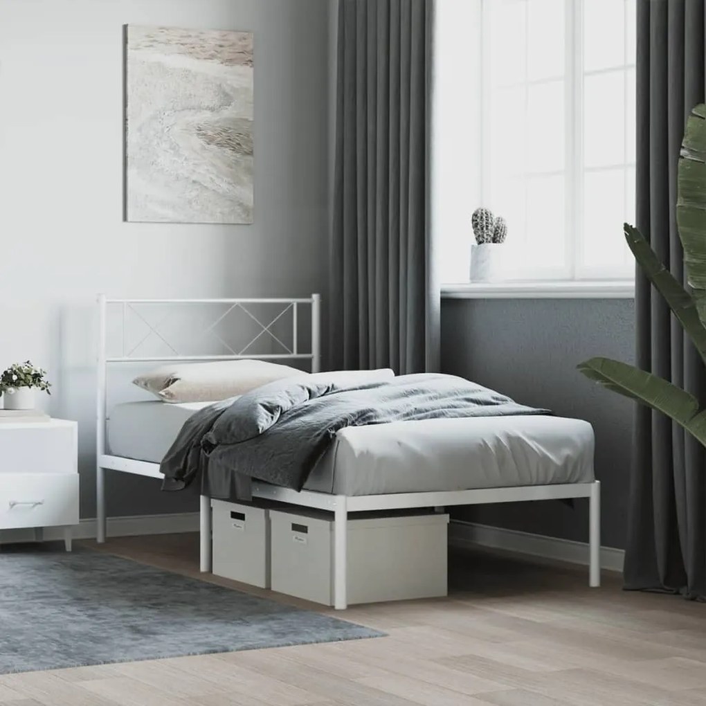 vidaXL Estrutura de cama sem colchão com cabeceira 75x190 cm branco