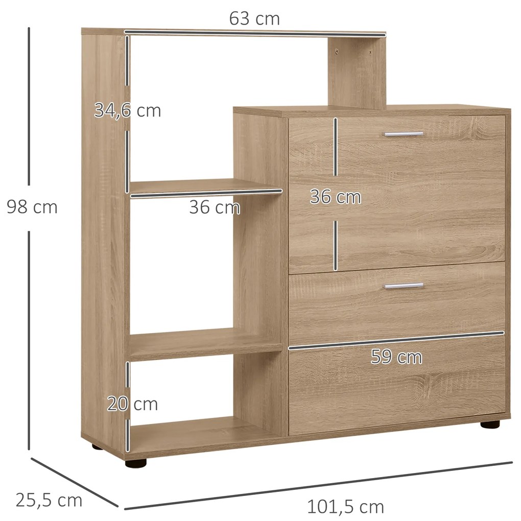 Sapateira de Madeira com Prateleiras de Armazenamento Sapateira para até 20 pares de Sapatos 101,5x25,5x98cm Madeira