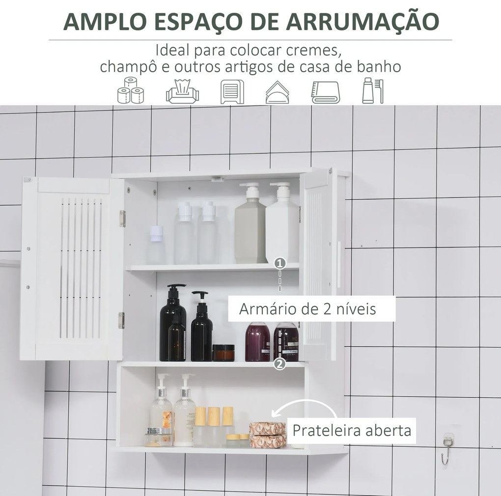 kleankin Armário de Parede para Casa de Banho Móvel Casa de Banho de P