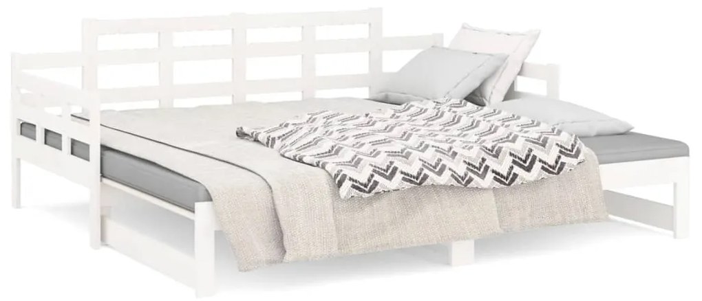 Estrutura sofá-cama de puxar pinho maciço branco 2x(90x190) cm