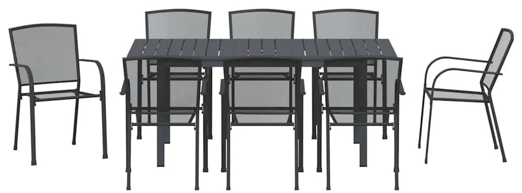 Conjunto de jantar para o jardim 9 pcs Preto Grande Metal