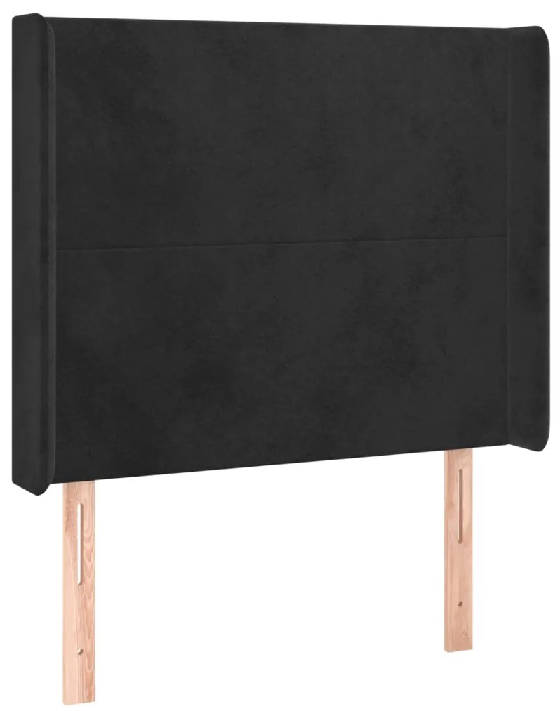 Cama box spring c/ colchão/LED 90x190 cm veludo preto