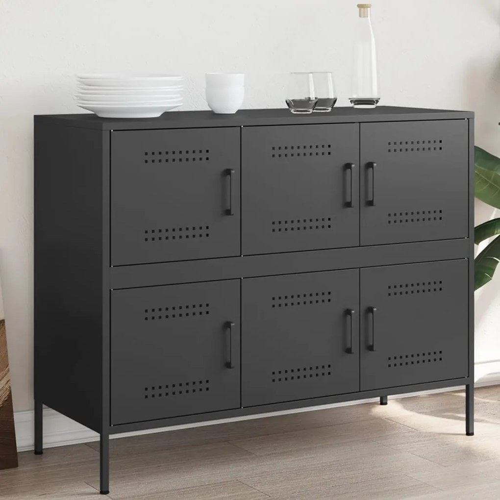 vidaXL Aparador 100,5x39x79 cm aço preto