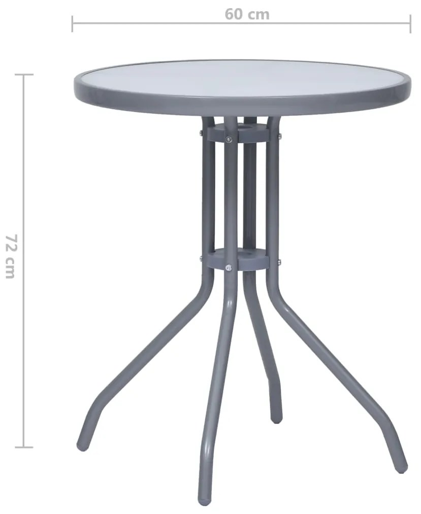 Mesa de jardim 60 cm aço e vidro cinzento-claro