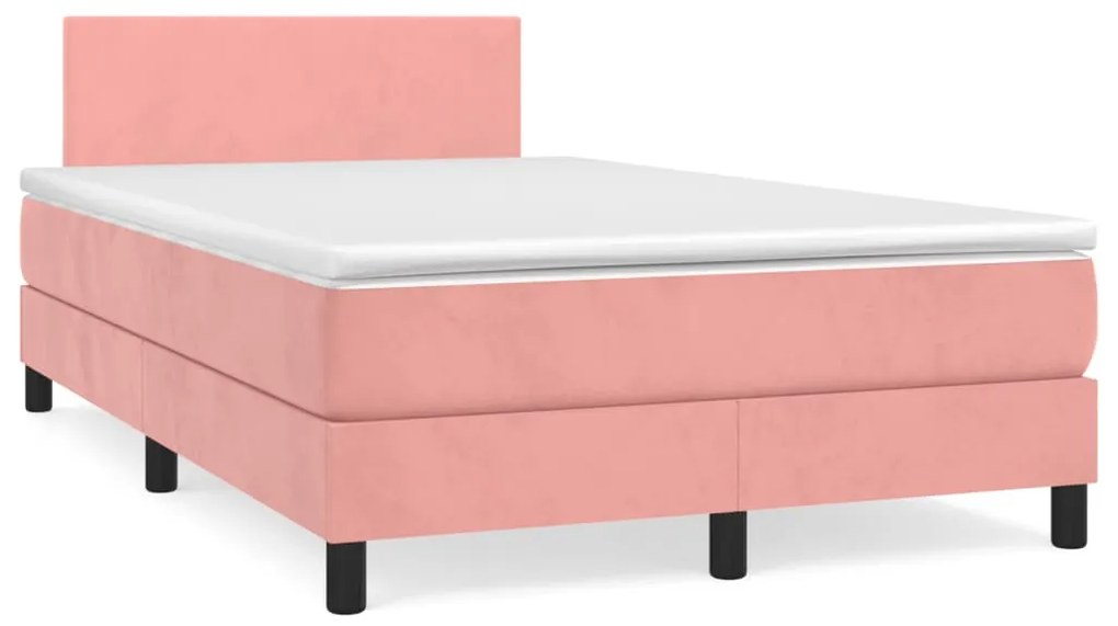 Cama boxspring com colchão 120x190 cm veludo rosa