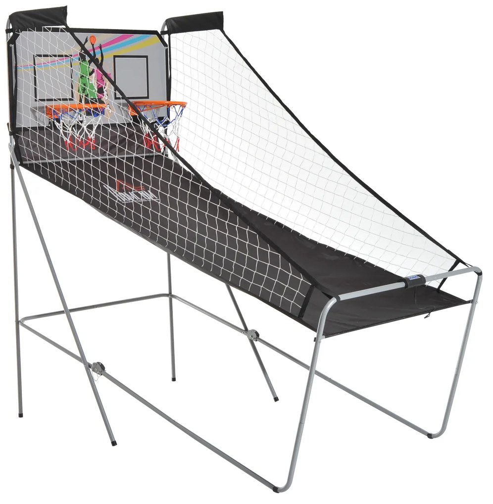 HOMCOM Conjunto de tabelas de Basquetebol Dobráveis e Portáteis de aço Cor Preto e Branco 205x110x205 cm