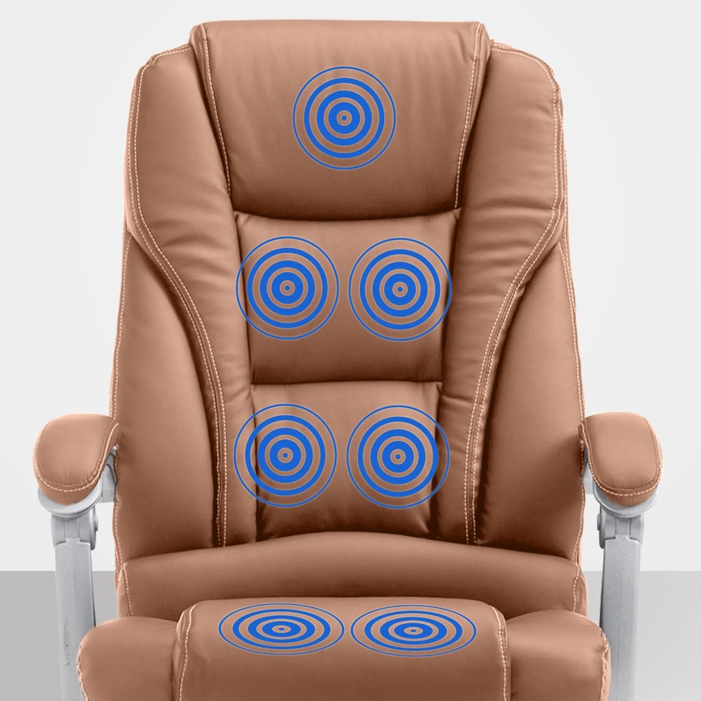 Cadeira de escritório Pacific com função de massagem em couro sintético castanho claro