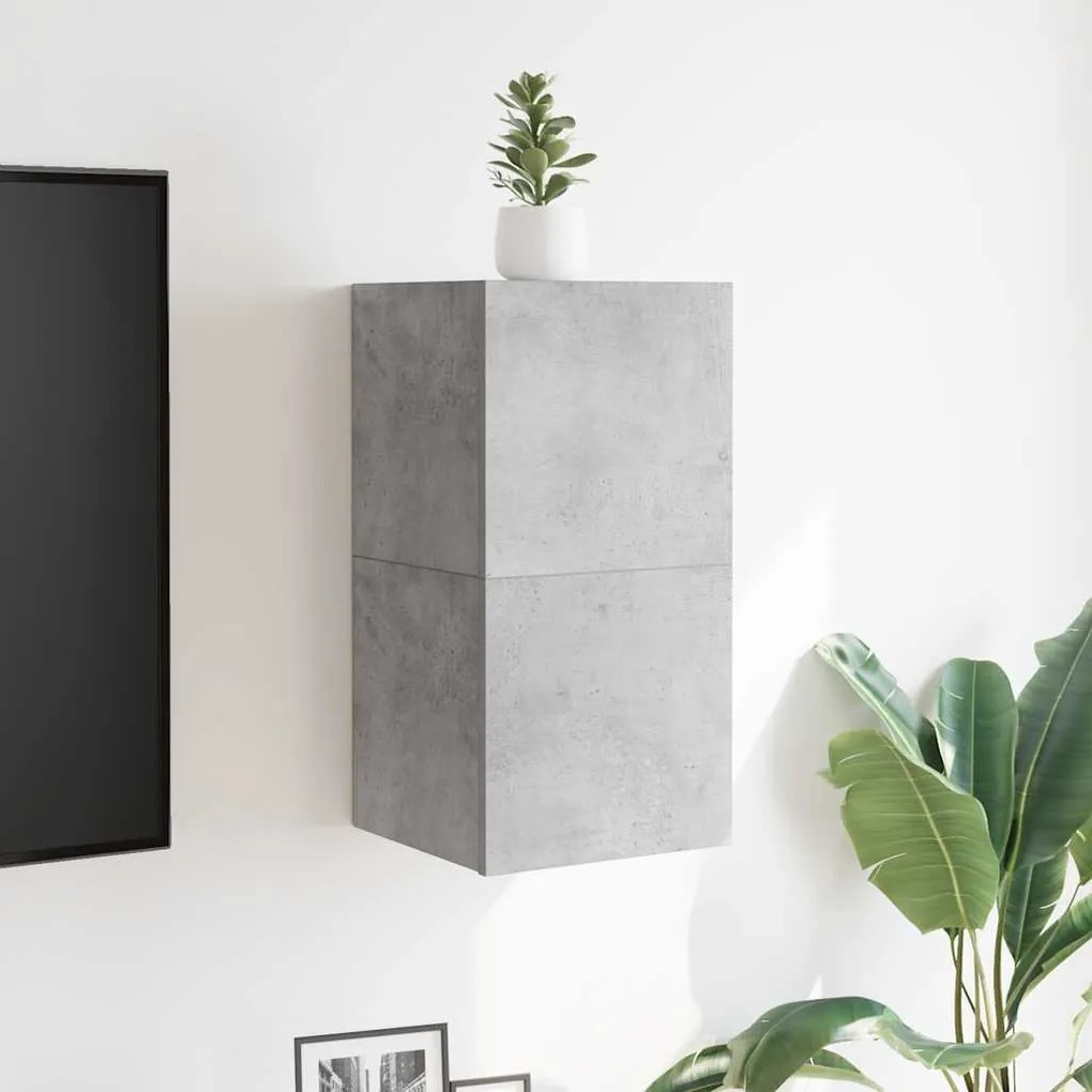 Móvel de TV de parede 2 pcs 30,5x30x30 cm cinzento cimento