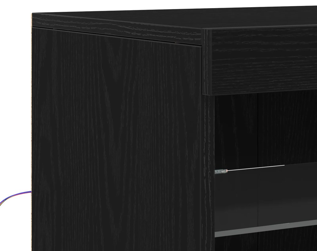 Sideboard vidaXL com Luzes LED Carvalho Preto 41x37x100 cm
