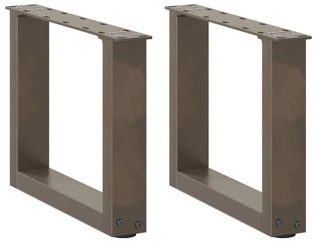vidaXL Pés para mesa de centro em formato de U, 2 peças, aço natural, 40x(30-31) cm, aço
