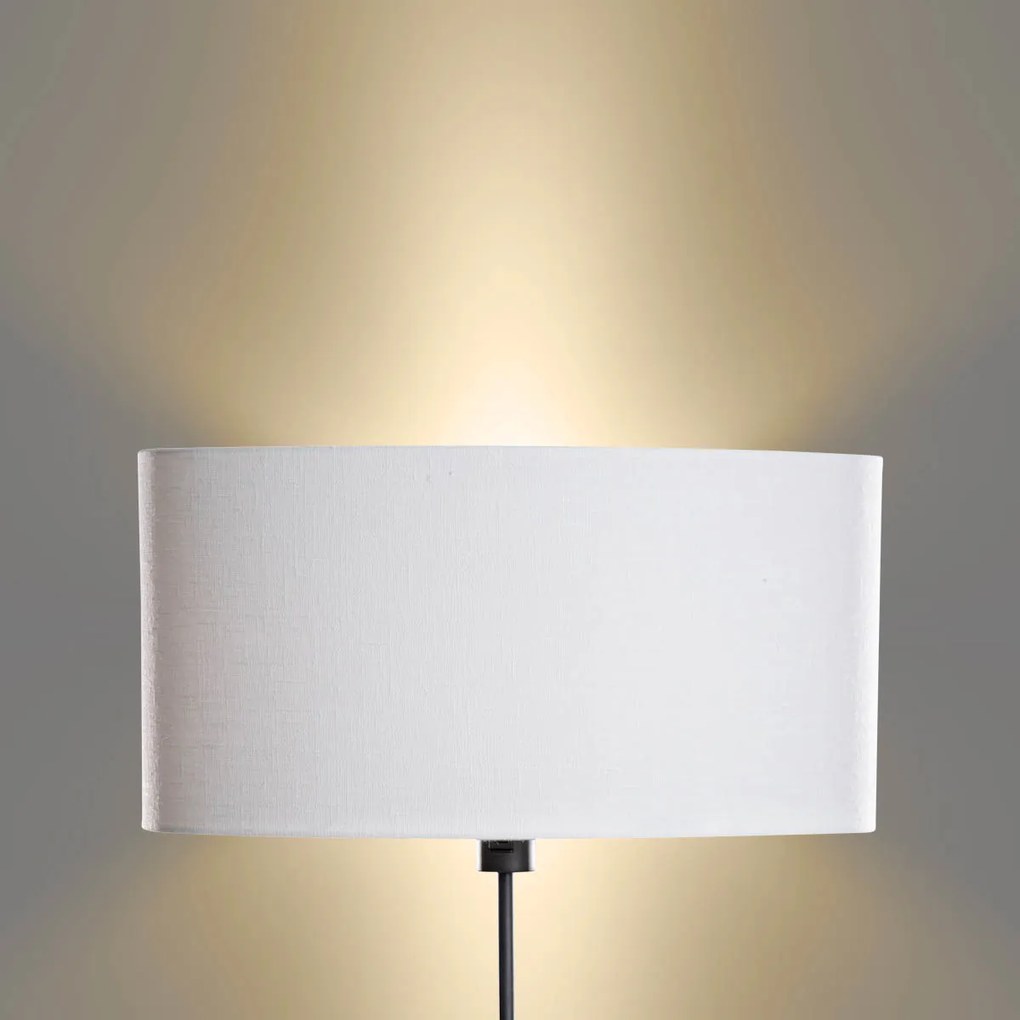 Vloerlamp zwart met ovale linnen kap wit 50cm - Parte Moderno