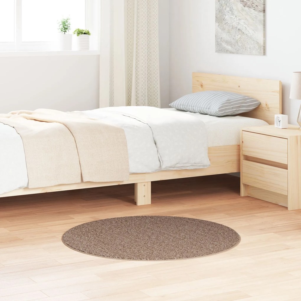 Tapete Shaggy vidaXL com Base de Látex Marrom ø90 cm
