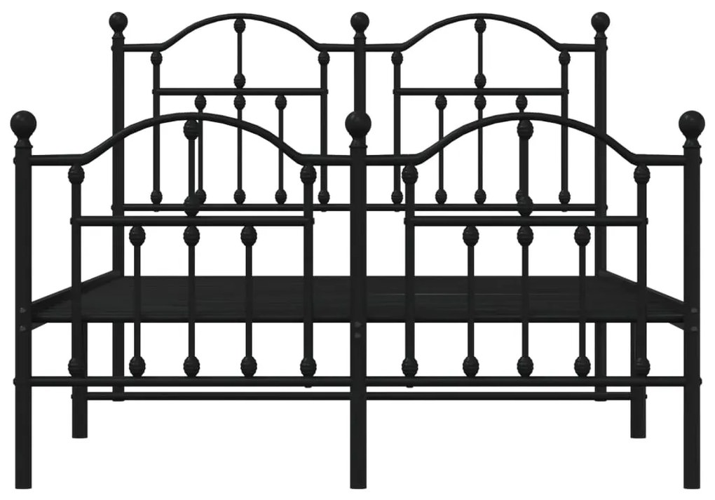 Estrutura de cama com cabeceira e pés 120x200 cm metal preto