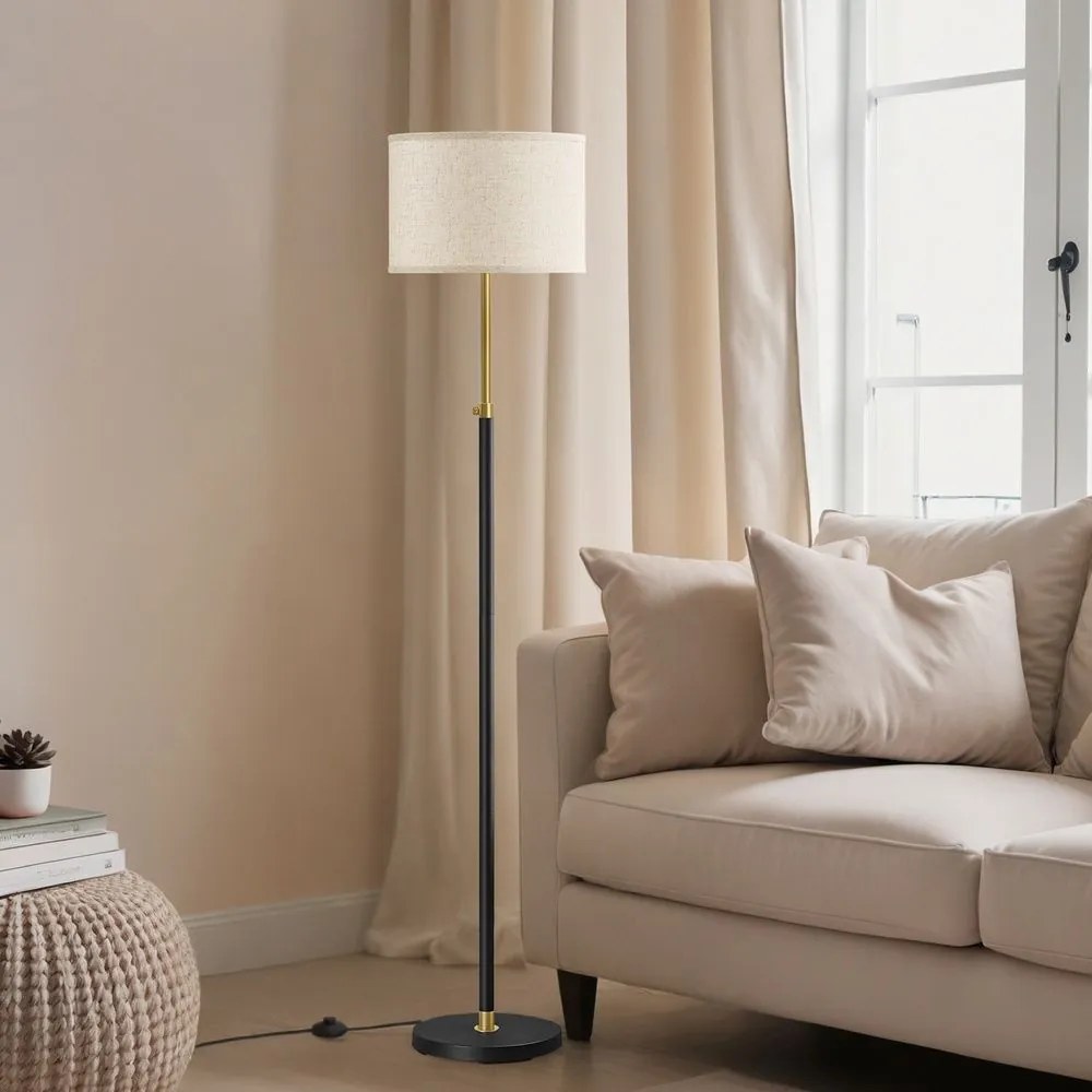 Candeeiro de pé 30 x 30 x (140-170) cm, com altura ajustável Dourado-preto