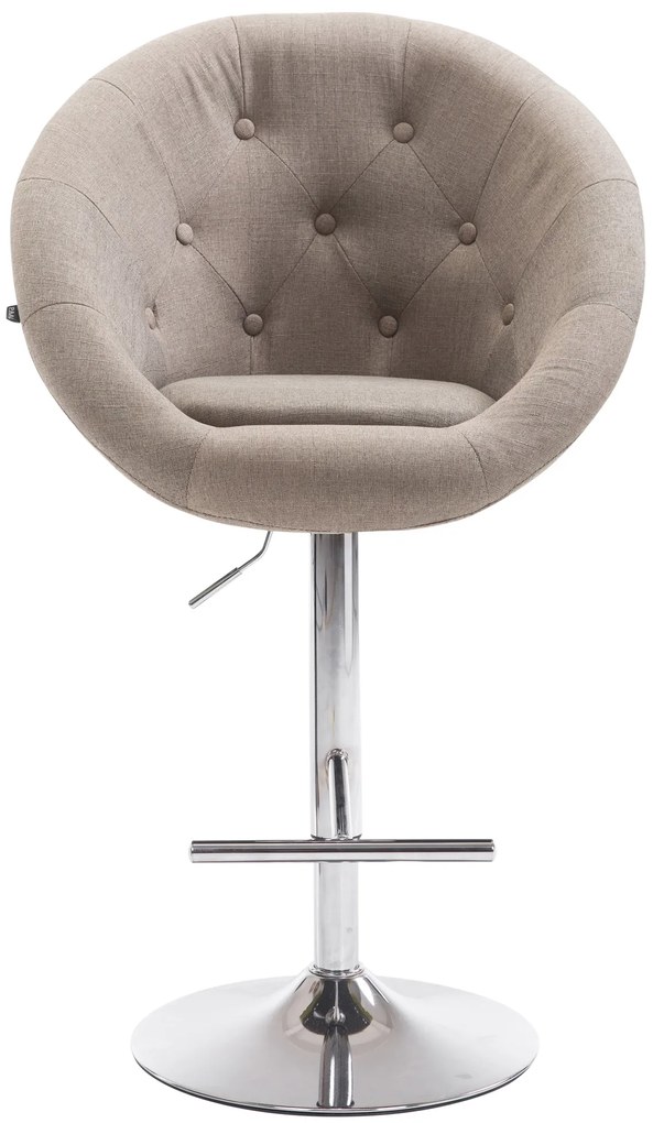 Banco de bar London em tecido e com estrutura cromada 65 x 107-128 x 57 cm Castanho acinzentado