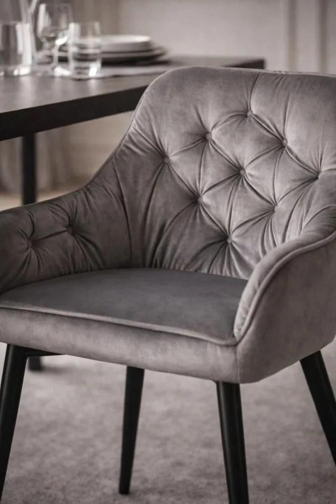 Cadeira Salle Veludo - Cinza escuro