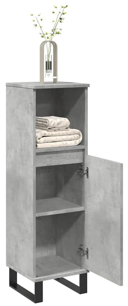 vidaXL Armário WC 30x30x100 cm derivados de madeira cinzento cimento